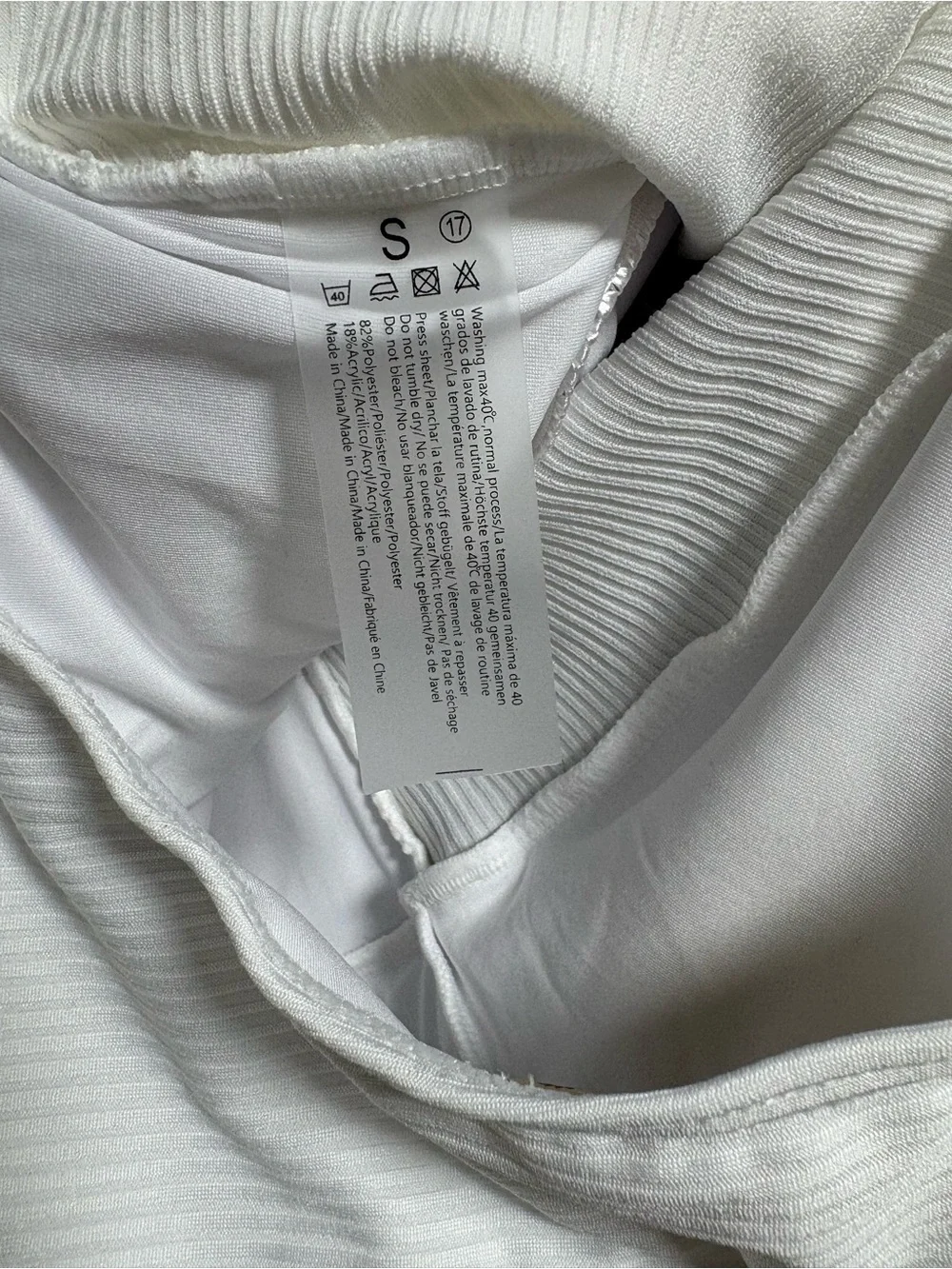 NWT Aidonger White Ribbed Tie-Side One Piece Swimsuit - Picture 3 of 4